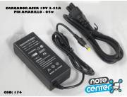 CARGADOR NOTEBOOK ACER 19V 3.42A PIN AMARILLO - 65W