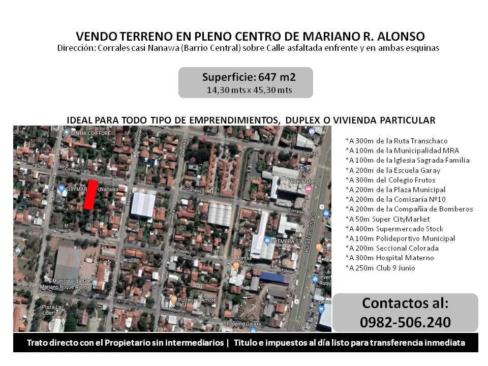 MARIANO ROQUE ALONSO VENDO TERRENO DE 647 MTS 2 - ZONA MUNICIPALIDAD — foto 3