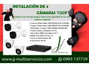Instalación de 4 Cámaras 720P + 500 GB + DVR 4 Canales 1080Lite Dahua 1 Año de Garantia