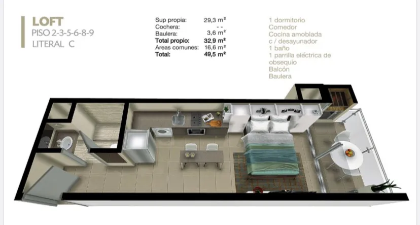HERMOSO DEPARTAMENTO A ESTRENAR MONOAMBIENTE - TIPO LOFT - ZONA CIT- TRINITY TOWERS 1 — foto 2