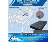 ALQUILER DE CAMA HOSPITALARIA DE 2 MOVIMIENTOS MANUAL CON COLCHÓN DE BASE Y RUEDAS