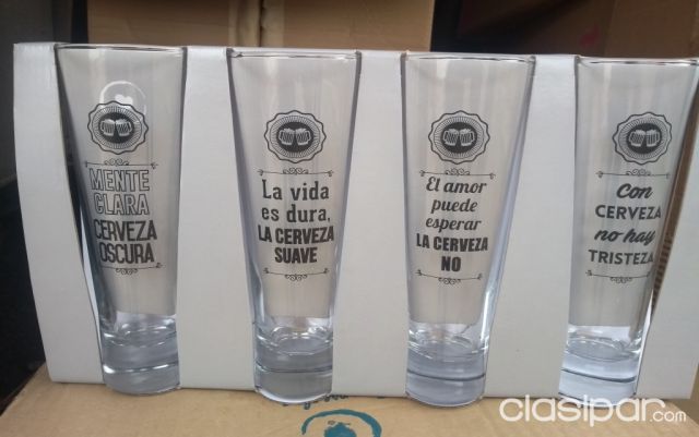 Herramientas para el hogar - Vasos cerveceros con frases ploteadas