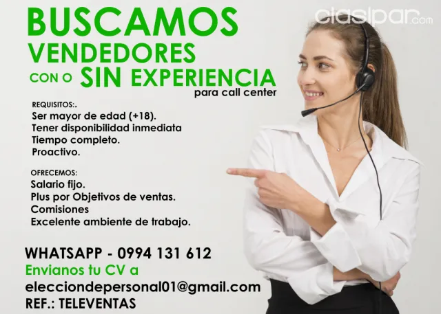 Contratamos Jovenes Con O Sin Experiencia Para El Mejor Call Center 1199569 Clasipar Com En Paraguay