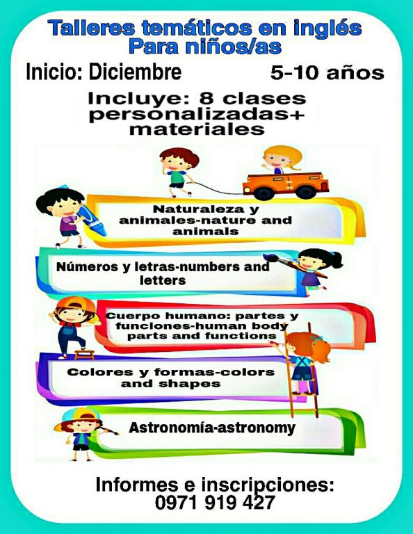 Taller Tematico En Ingles Para Ninos De 5 A 10 Anos Clasipar Com En Paraguay