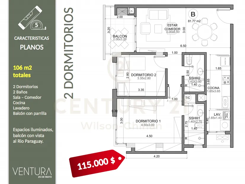 Hermoso depto. en VENTURA 25 de Mayo. Ubicación privilegiada. Entrega FEB2021 — foto 2