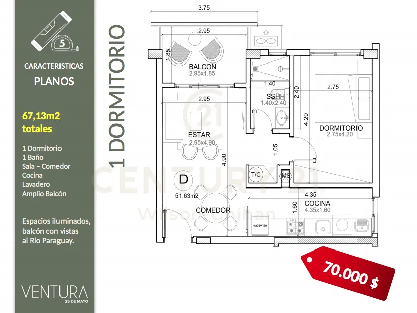 Hermoso depto. en VENTURA 25 de Mayo. Ubicación privilegiada. Entrega FEB2021 — foto 3