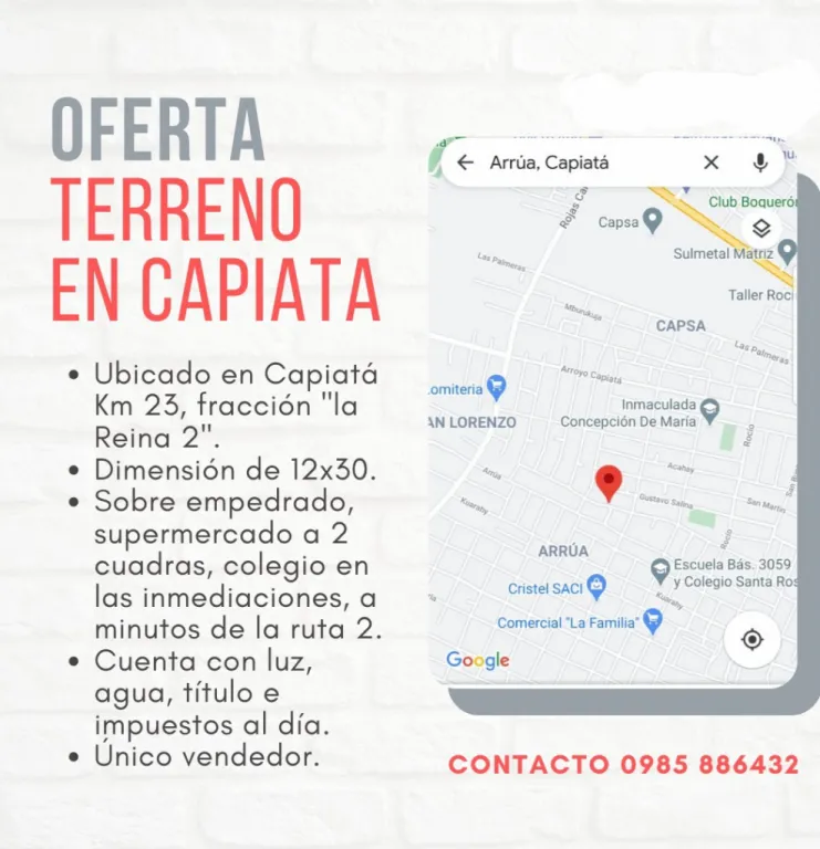 VENDO TERRENO EN CAPIATA,EXCELENTE UBICACIÓN. — foto 3