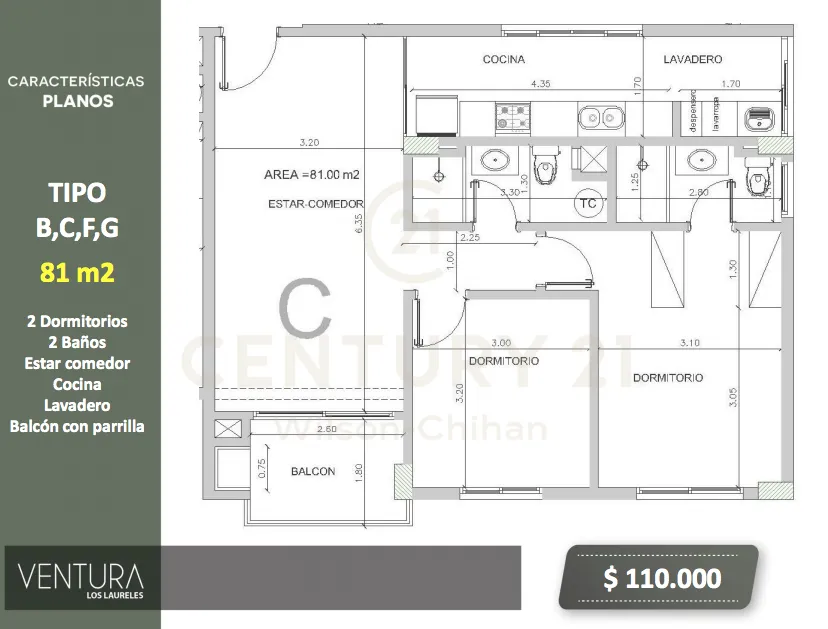 Hermoso depto. en VENTURA Los Laureles. Barrio residencial. — foto 2