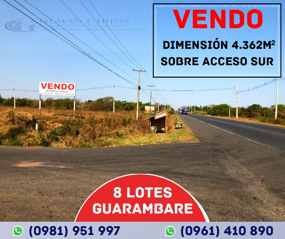 vendo 8 terrenos juntos sobre acceso sur — foto 3