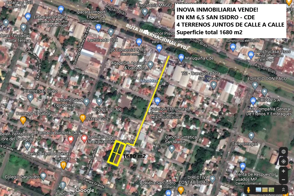 VENDO 4 TERRENOS JUNTOS DE CALLE A CALLE, KM 6,5 SAN ISIDRO CDE — foto 2