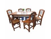 JUEGO COMEDOR RUSTICO CON 6 SILLAS (3118)