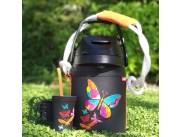 Termo forrado - Luk Inox. 2.5 Mariposas Naranja