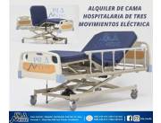 ALQUILER DE CAMA HOSPITALARIA ARTICULABLE DE 3 MOVIMIENTOS ELÉCTRICA CON COLCHÓN DE BASE