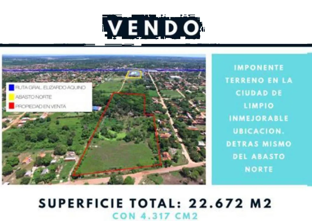 VENDO IMPONENTE TERRENO EN LA CIUDAD DE LIMPIO‼️‼️ INMEJORABLE UBICACIÓN, DETRÁS MISMO DEL — foto 2