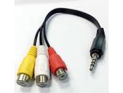 CABLE AUDIO AUX P2 A 3 RCA AUDIO VIDEO HEMBRA