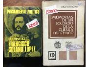 Vendo libros pensamiento político y memorias de un soldado de la guerra del chaco