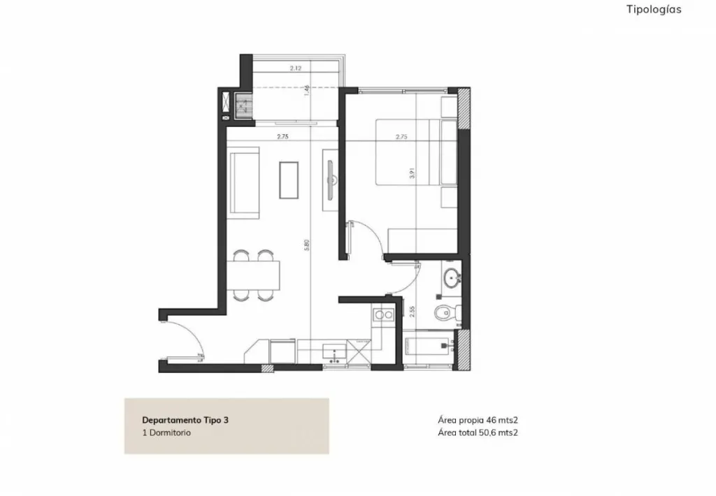 DEPARTAMENTO DE 1 DORMITORIO. — foto 2