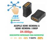 ACOPLE HDMI HEMBRA A HDMI HEMBRA