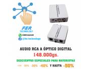 CONVERSOR AUDIO ANALÓGICO RCA A ÓPTICO Y COAXIAL