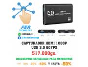 CAPTURADOR DE VIDEO Y STREAMING HDMI 60FPS FULL HD JUEGOS