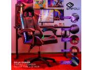SILLA GAMER NEGRA CON LUZ RGB