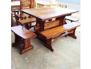 JUEGO COMEDOR QUINCHO RUSTICO C/BANCOS – MF
