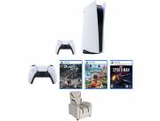 Sony PlayStation 5 Gaming Console Kit with Extra Controller, Gaming Chair, and Three Games