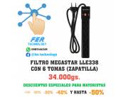 FILTRO PROLONGADOR MEGASTAR LLE338 CON 6 TOMAS (ZAPATILLA)