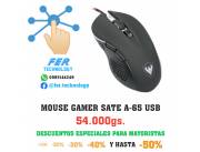 MOUSE GAMER SATE 6 BOTONES 3200 DPI A-65