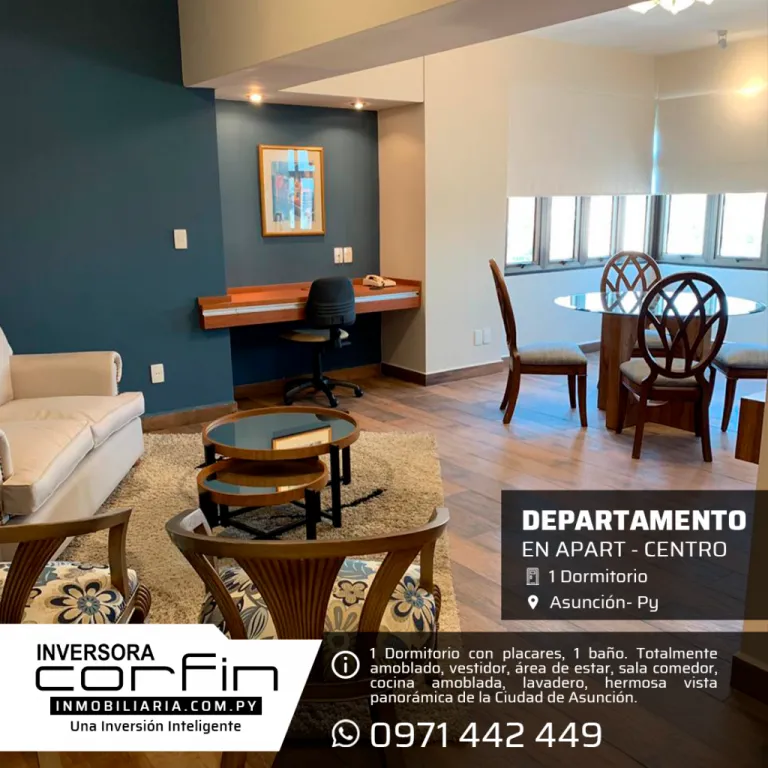Imponente Depto. de 1 Dorm. en Apart-Centro, incluye muebles, servicios,luz,cable,internet — foto 2