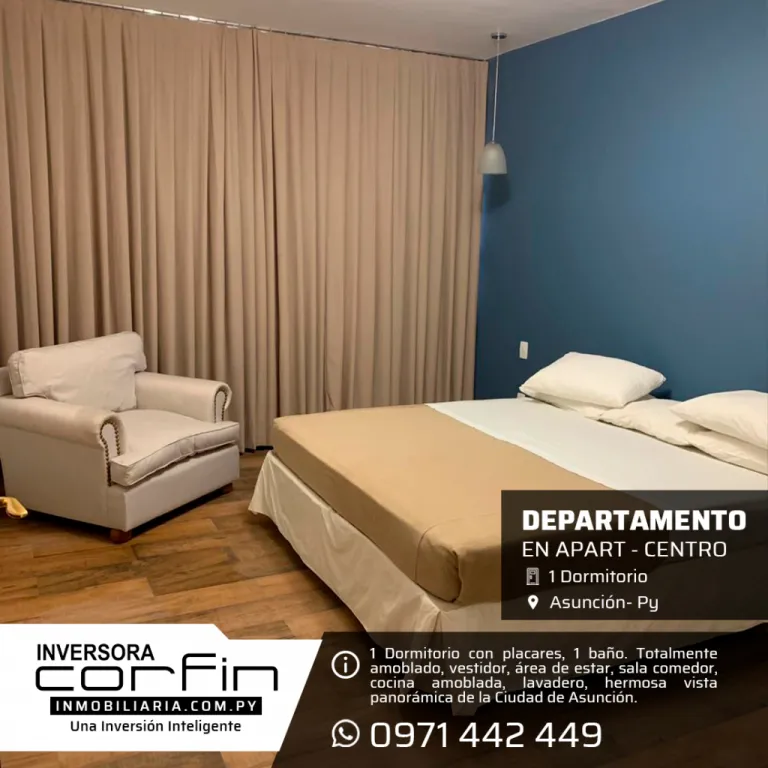 Imponente Depto. de 1 Dorm. en Apart-Centro, incluye muebles, servicios,luz,cable,internet — foto 3