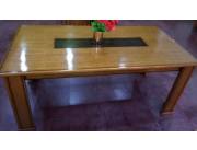 COMEDOR MILENA CON CENTRO DE VIDRIO C/ 6 SILLAS VERONA