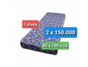 COLCHON SUPER SPUMA 1 PLAZA 80 X 190 X 10 !! NUEVOS !! HACEMOS EN 2 CUOTAS !!