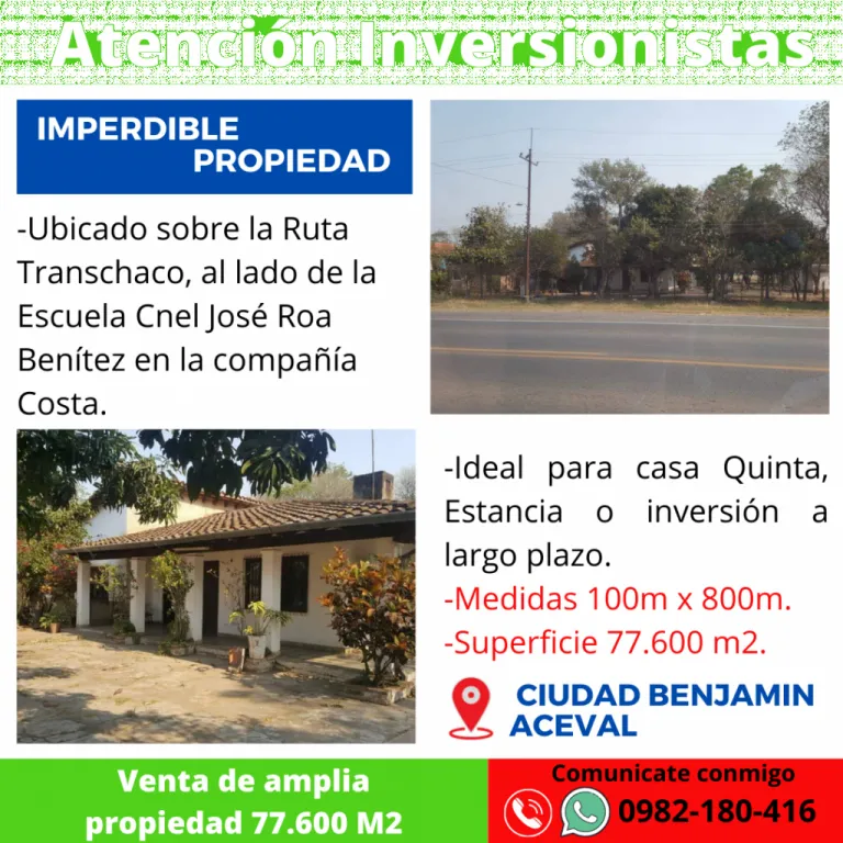 Imperdible terreno 7.7 hectáreas en Benjamín Aceval — foto 2