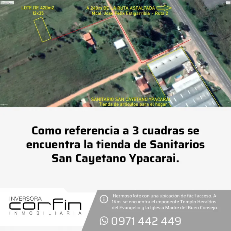 YPACARAI 420M2, URBANIZACION CASA GRANDE, LOTE A 3 CUADRAS DE RUTA 2. — foto 2
