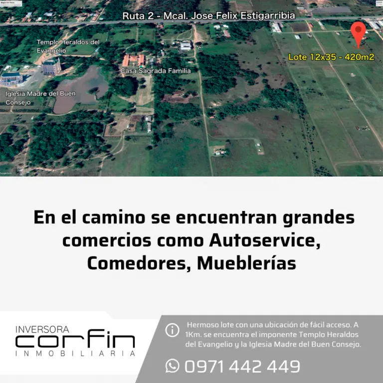 YPACARAI 420M2, URBANIZACION CASA GRANDE, LOTE A 3 CUADRAS DE RUTA 2. — foto 3
