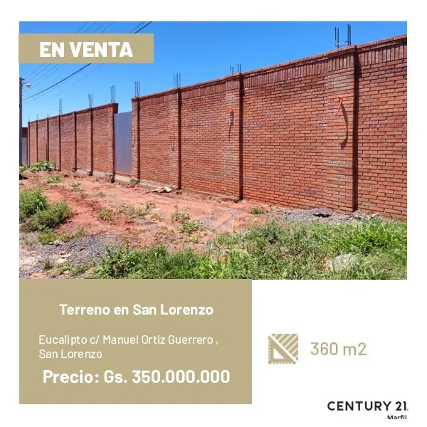 🔑EN VENTA TERRENO CON MURALLA EN SAN LORENZO — foto 2