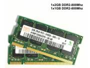 Lote x2 Memoria RAM 2+1GB DDR2-800Mhz (3GB Total) para Notebook