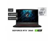 MSI GF65 Thin / Intel Core i7 / 8GB /SSD 512GB / 15.6RTX 3060 6GB. Garantía 1 año