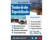 Servicio tecnico de aire acondicionado. Mantenimiento, reparacion, carga de gas en gral.