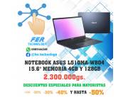 OFERTA!😍 NOTEBOOK ASUS 15.6" L510MA-WB04 N4020 MEMORIA 4GB Y 128GB