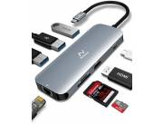 ADAPTADOR USB-C A HDMI + 3 USB + LAN+USB-C+MEMORIA 8 EN 1