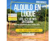 Alquilo lote de 12 x 30 en esquina sobre empedrado - Maramburé - Luque