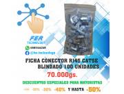 FICHA CONECTOR RJ45 BLINDADO CAT5E 100 UNIDADES