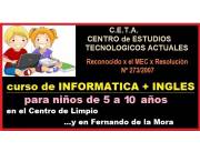 informática e ingles p/niños de 5 a 10 años, también cursos para jóvenes y adultos