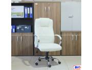 SILLA GIRATORIA BLANCO (BEIGE) CON PATAS CROMADA (Y2767)