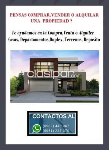 VENDO CASA, DUPLEX, DEPARTAMENTOS, TERRENOS, DEPOSITOS #2041418 |   en Paraguay