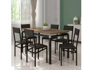 CONJUNTO COMEDOR COPENHAGE 6 SILLAS FABONE NEGRO LISO|CAFE