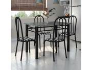 CONJUNTO COMEDOR GENOVA 4 SILLAS MADRI NEGRO CRAQUELADO