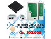 TESTER PROBADOR DE CABLE DE RED RJ45/RJ11 CON ESTUCHE